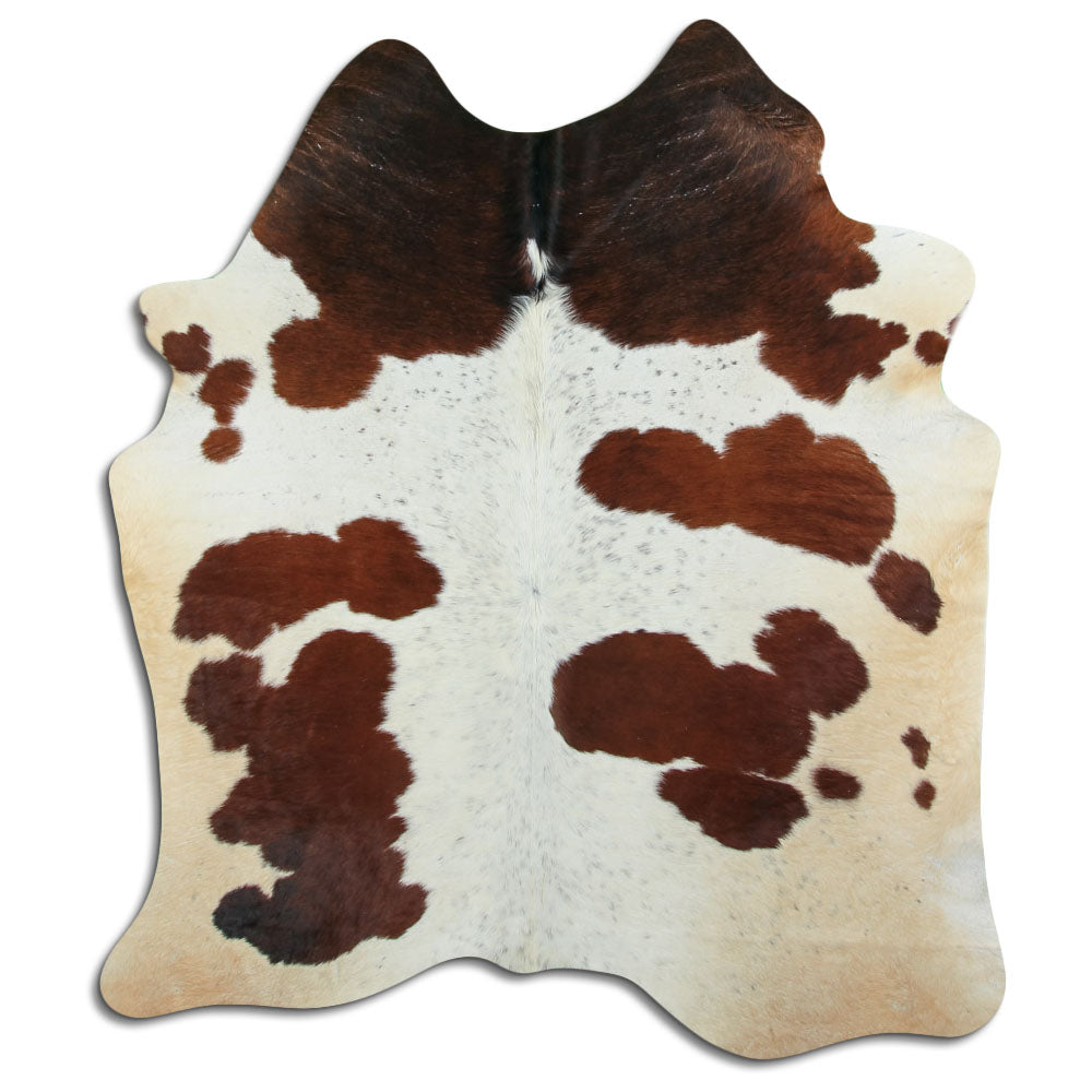 Peau de vache marron et blanche L