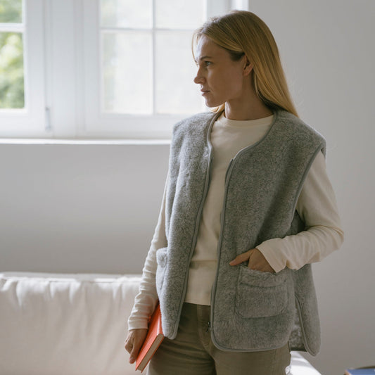 Gilet en mérinos « Island » gris