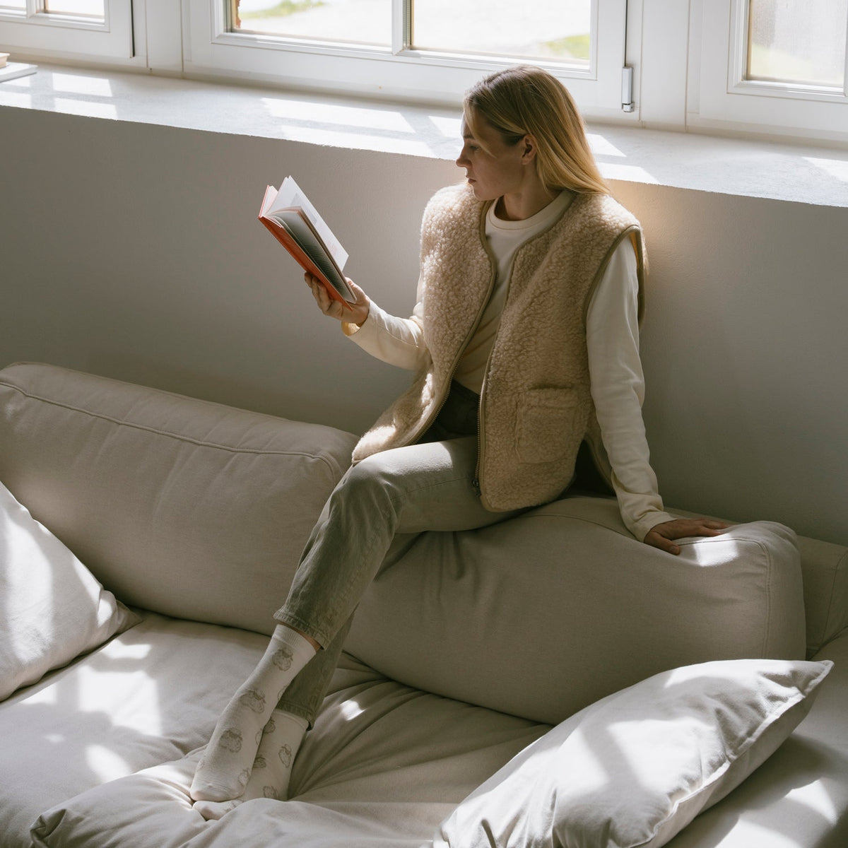 Gilet en mérinos « Island » beige
