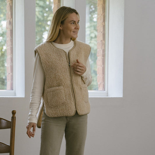 Gilet en mérinos « Island » beige