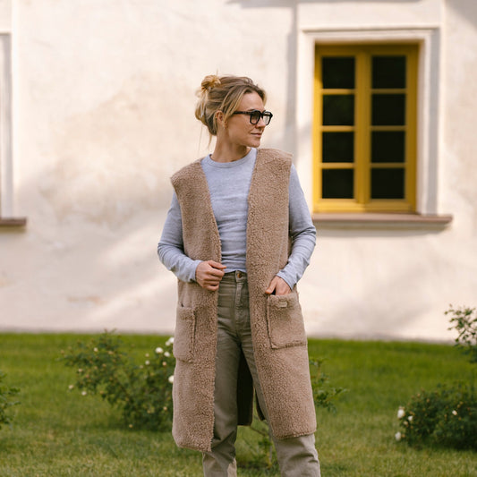 Gilet en mérinos « Sea » beige