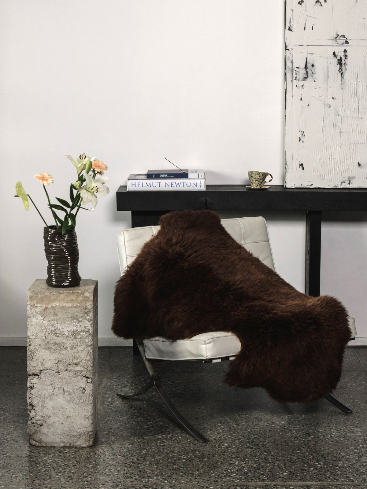 Peau de mouton brun foncé