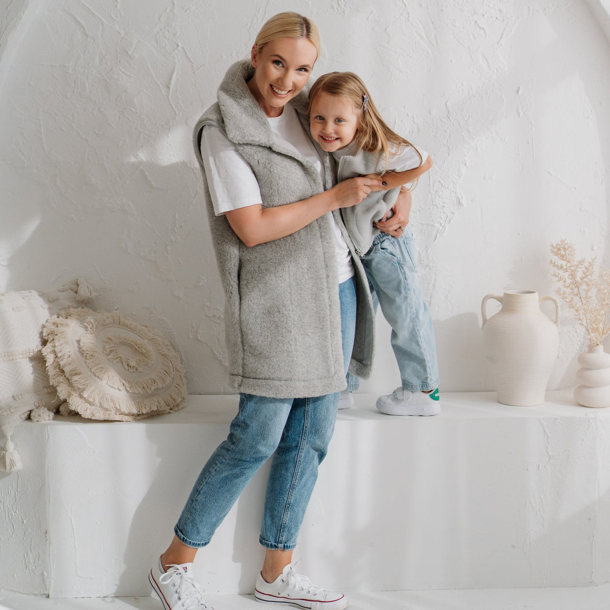 Gilet en mérinos « Wave » gris