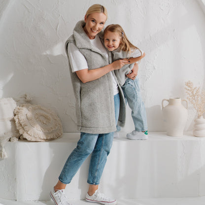 Gilet en mérinos « Wave » gris