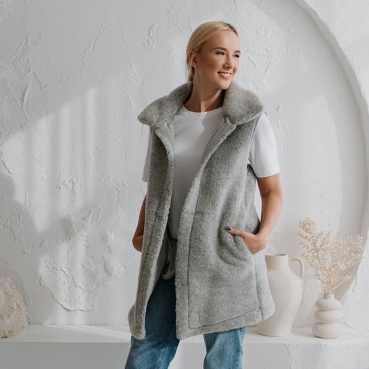 Gilet en mérinos « Wave » gris