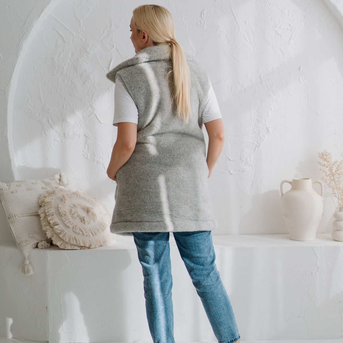 Gilet en mérinos « Wave » gris
