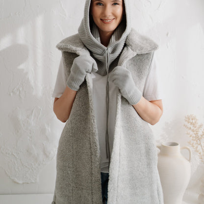 Gilet en mérinos « Wave » gris