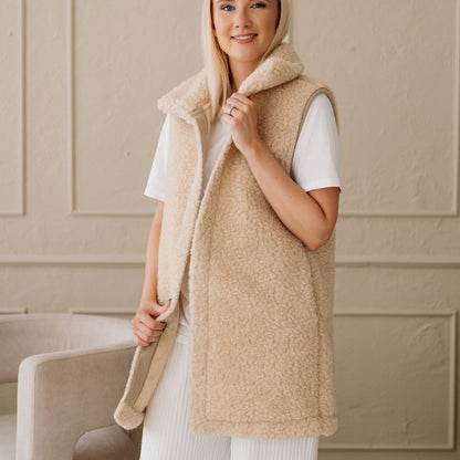 Gilet en mérinos « Wave » beige