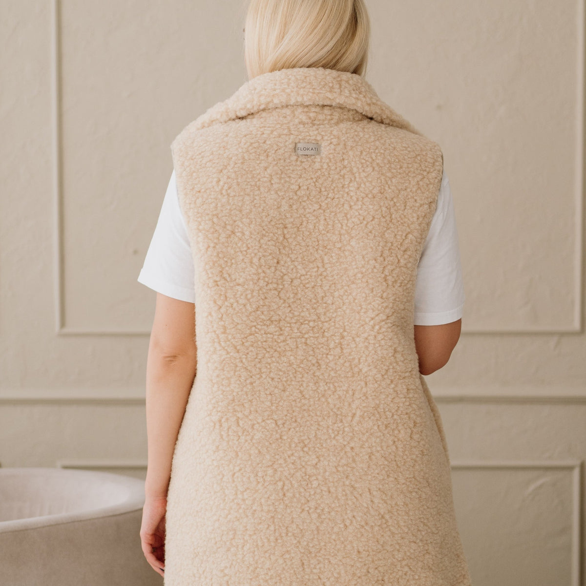Gilet en mérinos « Wave » beige