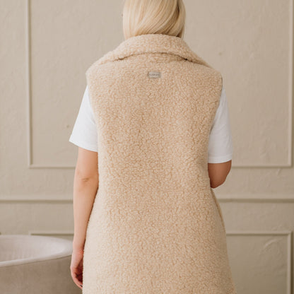 Gilet en mérinos « Wave » beige