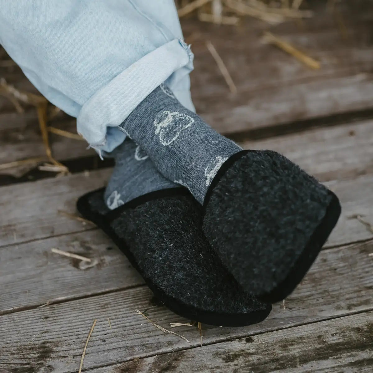 Chaussons en mérinos « Granite »