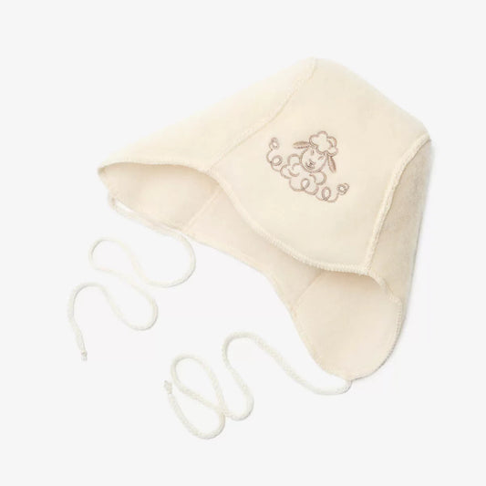 Bonnet bébé « Mouton » avec broderie; écru