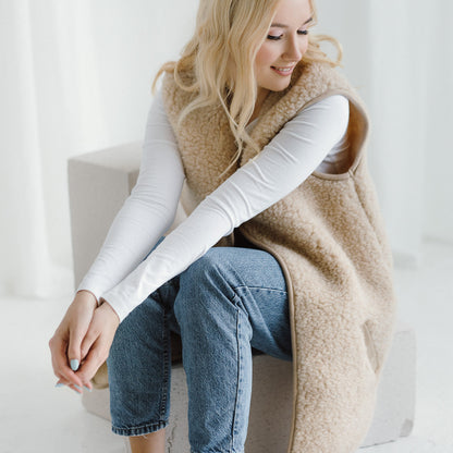 Gilet en mérinos « Pearl » beige