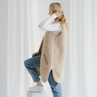 Gilet en mérinos « Pearl » beige