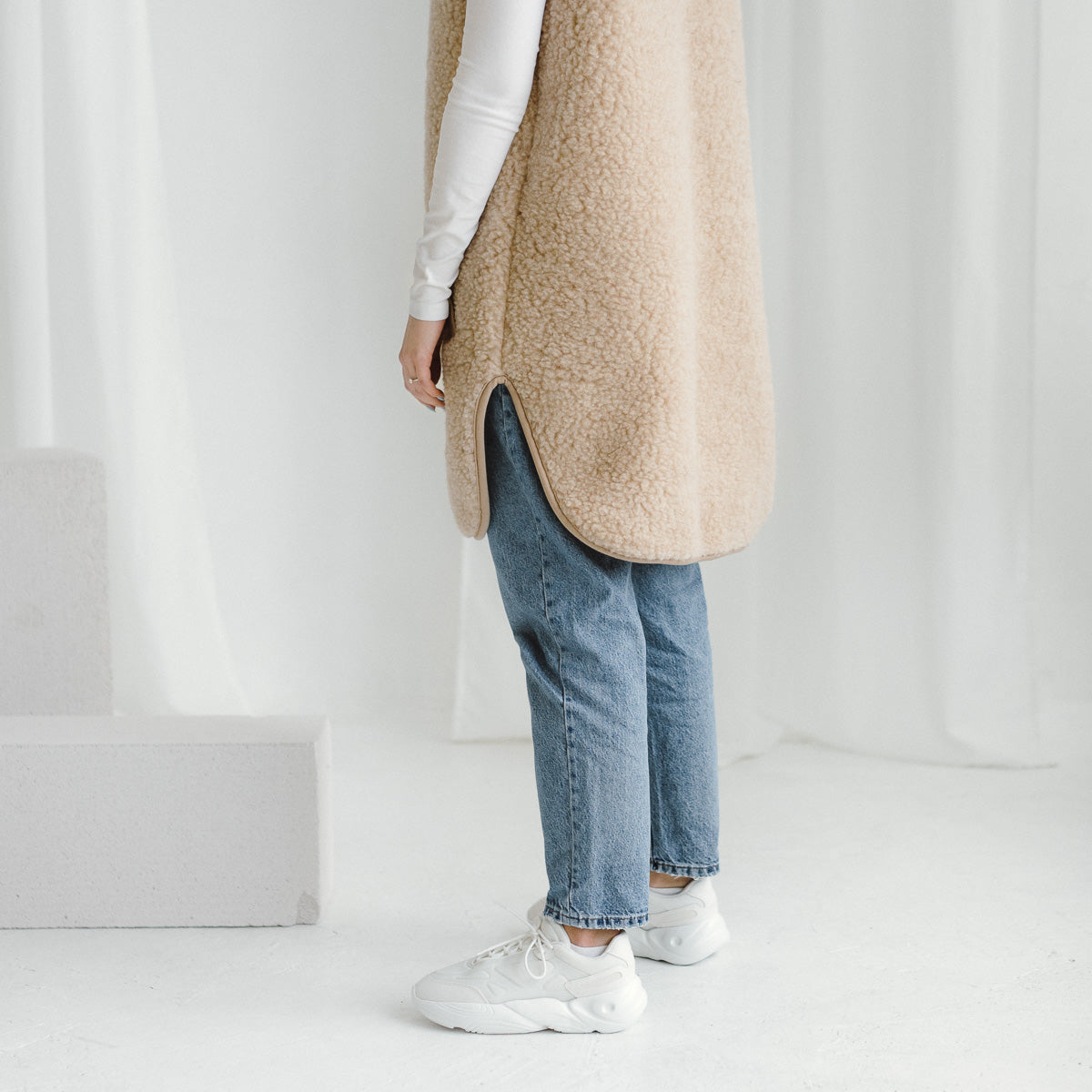 Gilet en mérinos « Pearl » beige