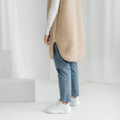 Gilet en mérinos « Pearl » beige