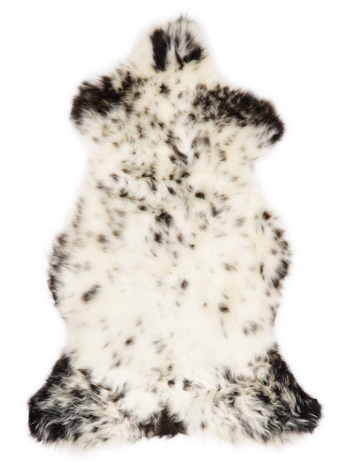 Peau de mouton multicolore britannique d’environ 110 × 55 cm, vue de dessus : exactement la peau que vous recevez