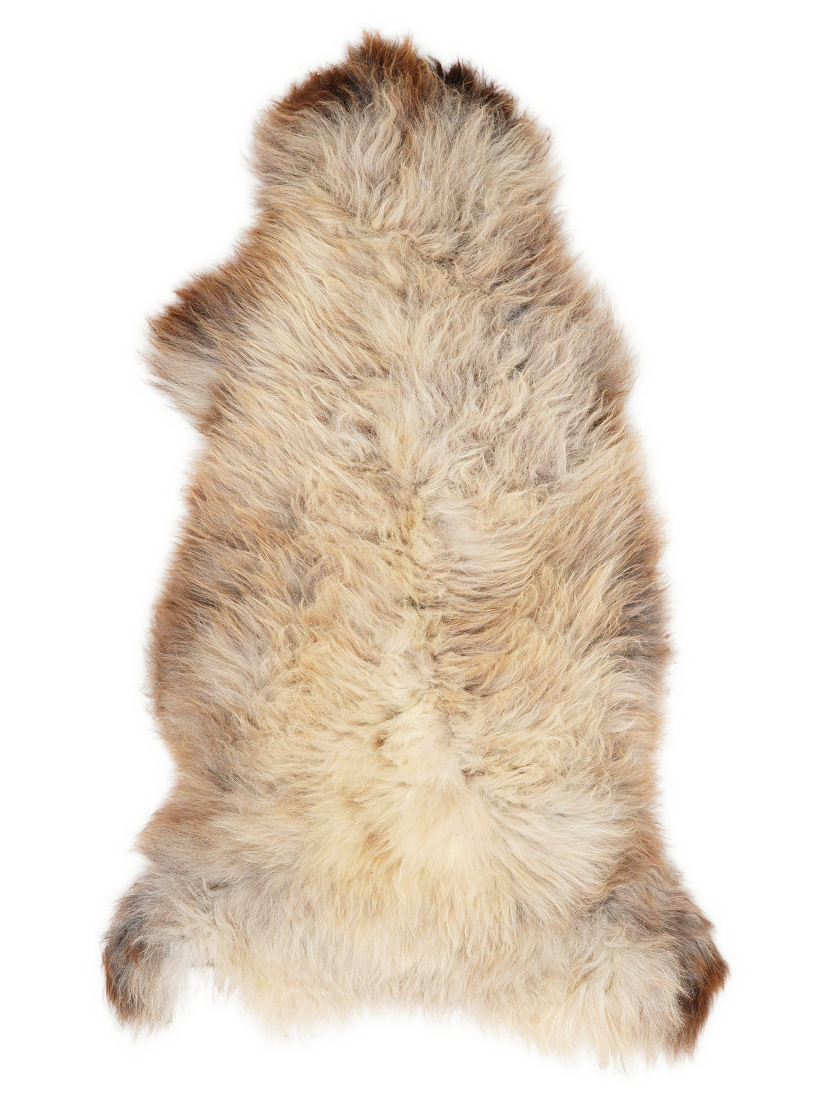 Peau de mouton multicolore britannique d’environ 130 × 60 cm, vue de dessus : exactement la peau que vous recevez