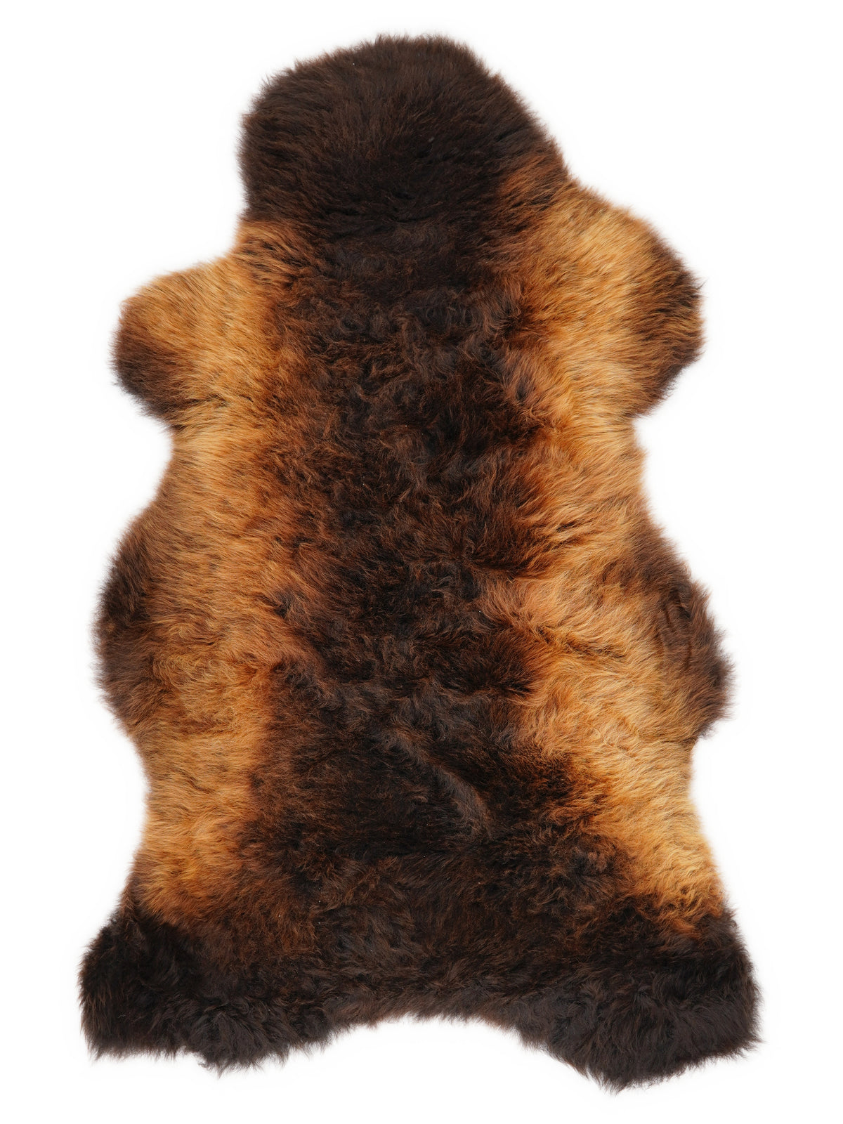 Peau de mouton multicolore britannique d’environ 120 × 60 cm, vue de dessus : exactement la peau que vous recevez