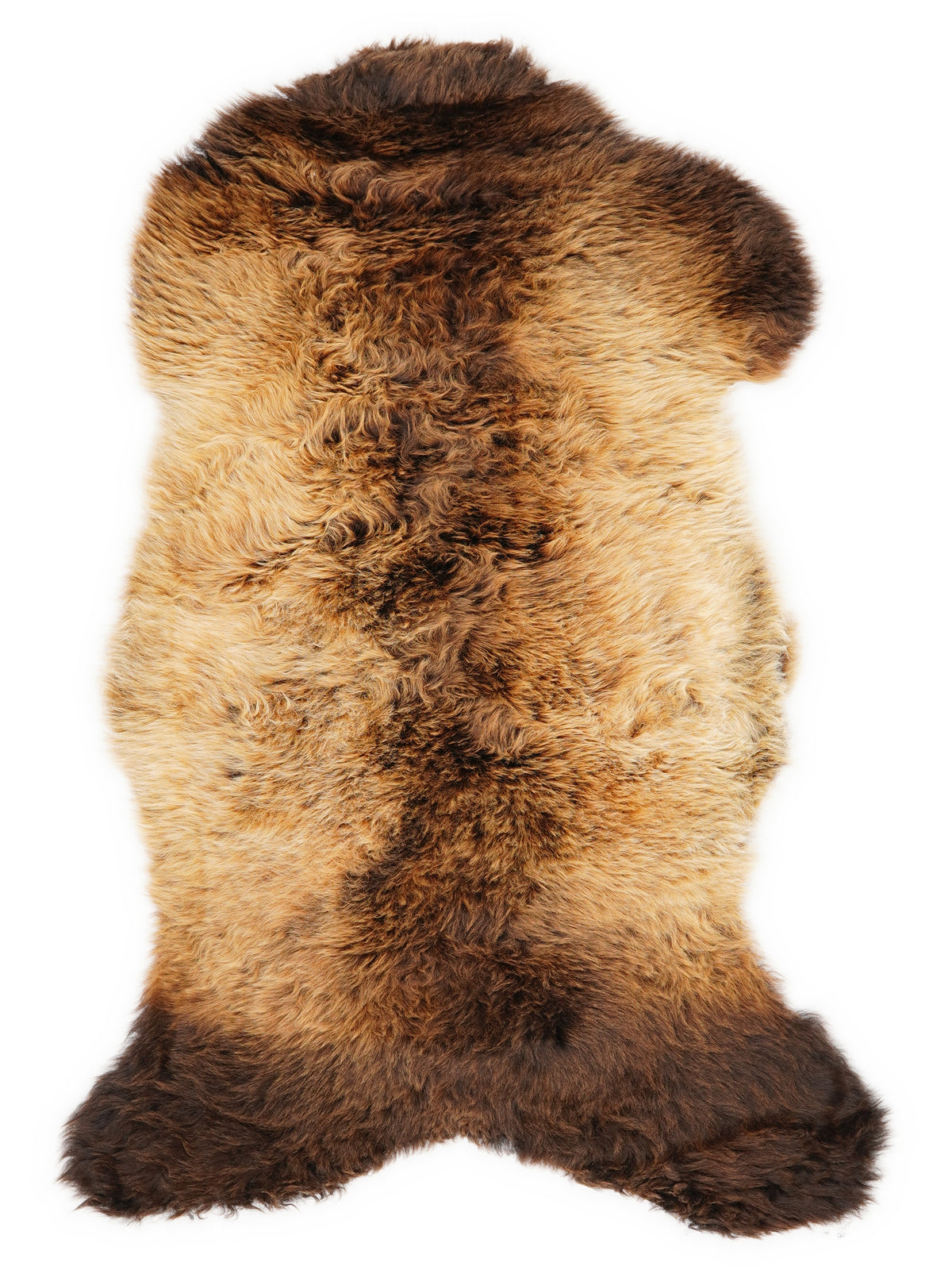 Peau de mouton multicolore britannique d’environ 95 × 50 cm, vue de dessus : exactement la peau que vous recevez