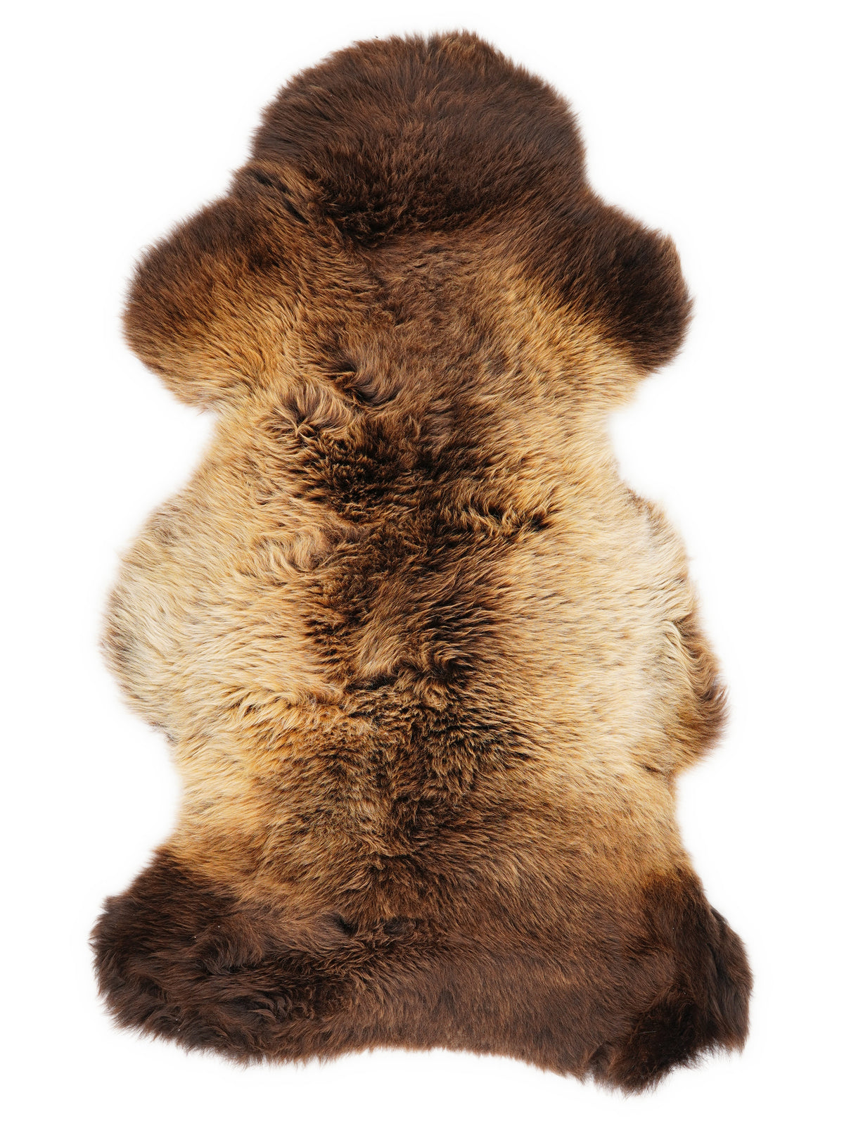 Peau de mouton multicolore britannique d’environ 110 × 60 cm, vue de dessus : exactement la peau que vous recevez