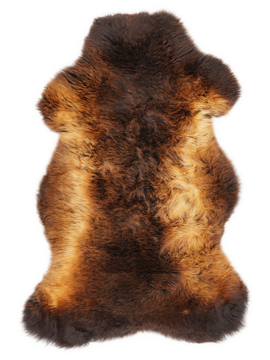 Peau de mouton multicolore britannique d’environ 110 × 65 cm, vue de dessus : exactement la peau que vous recevez