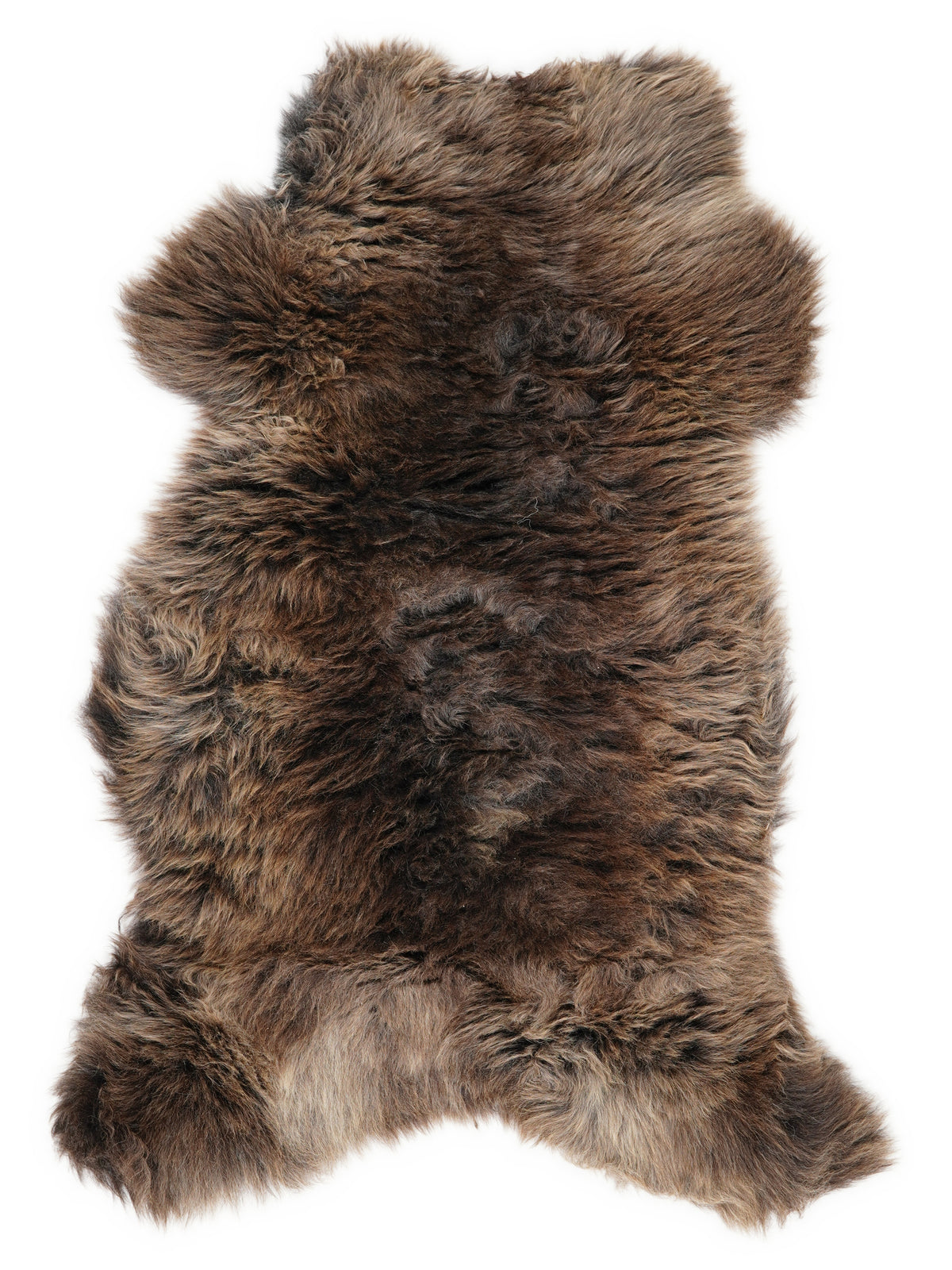 Peau de mouton multicolore britannique d’environ 110 × 60 cm, vue de dessus : exactement la peau que vous recevez