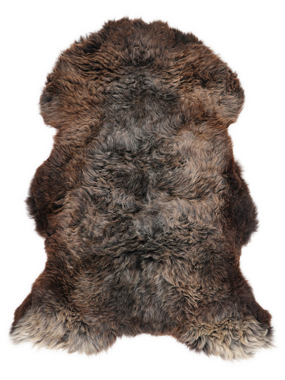 Peau de mouton multicolore britannique d’environ 130 × 80 cm, vue de dessus : exactement la peau que vous recevez