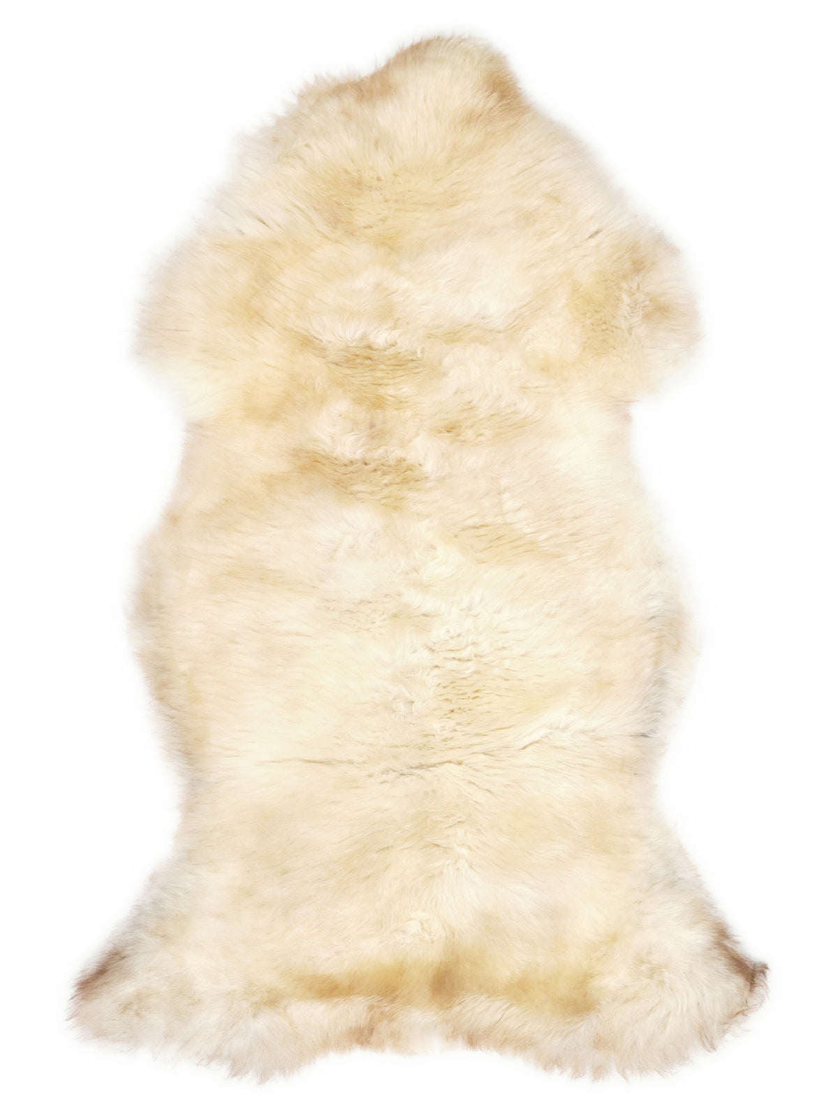 Peau de mouton multicolore britannique d’environ 110 × 60 cm, vue de dessus : exactement la peau que vous recevez