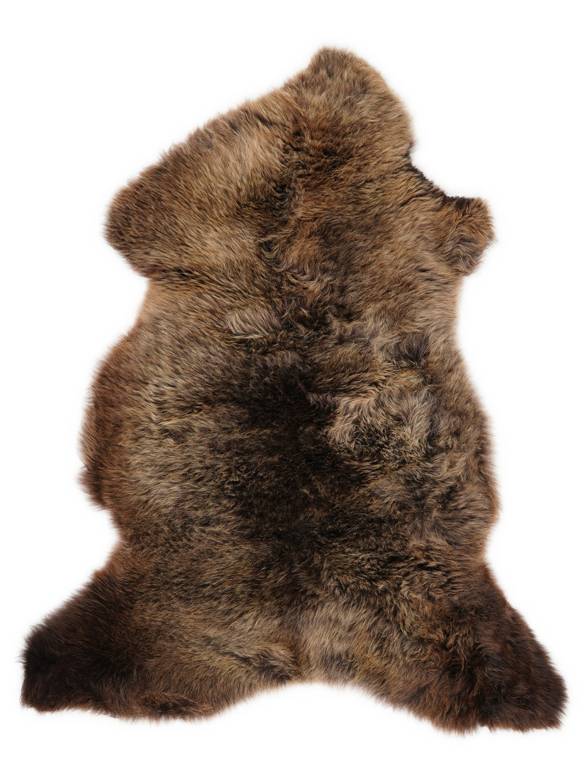 Peau de mouton multicolore britannique d’environ 105 × 60 cm, vue de dessus : exactement la peau que vous recevez