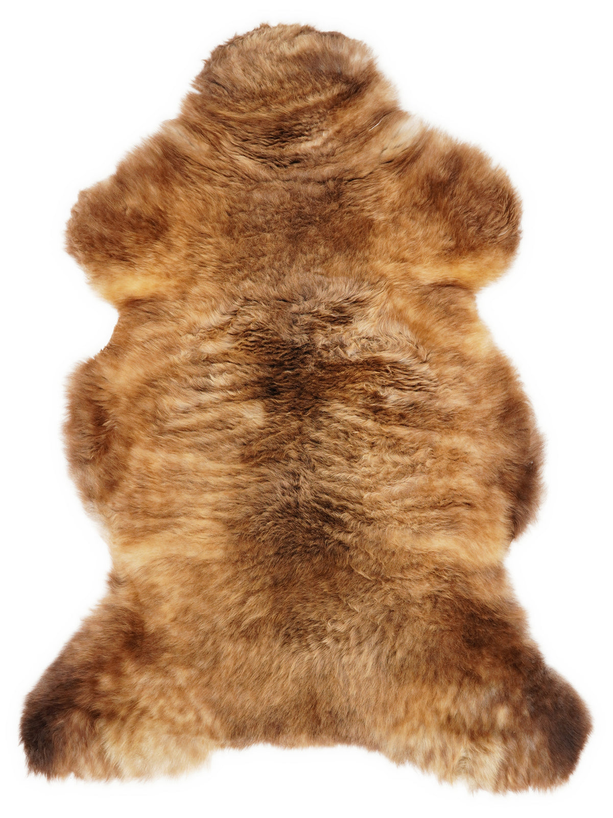 Peau de mouton multicolore britannique d’environ 115 × 65 cm, vue de dessus : exactement la peau que vous recevez