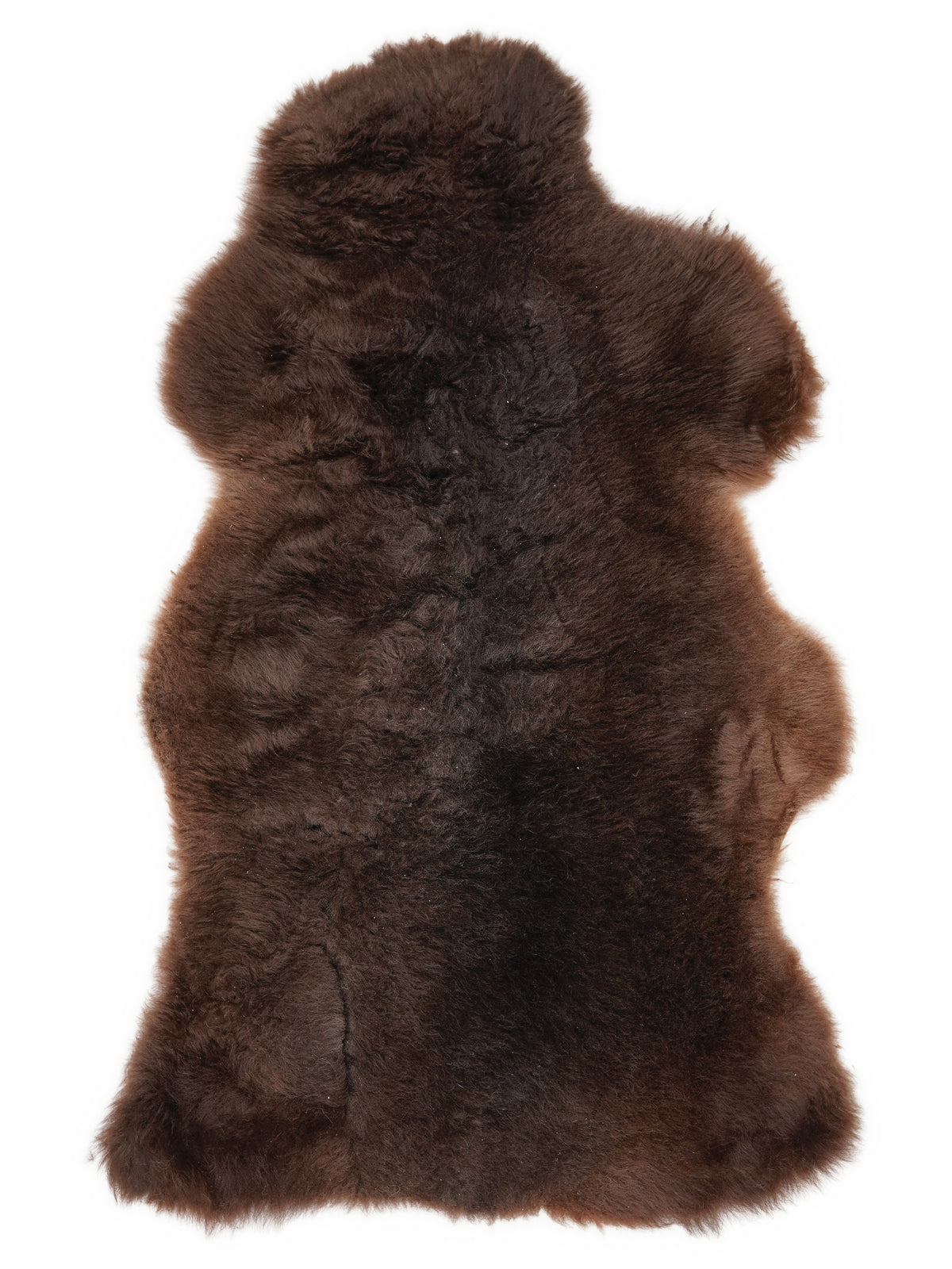 Peau de mouton marron d’environ 120 × 65 cm, vue de dessus : exactement la peau que vous recevez