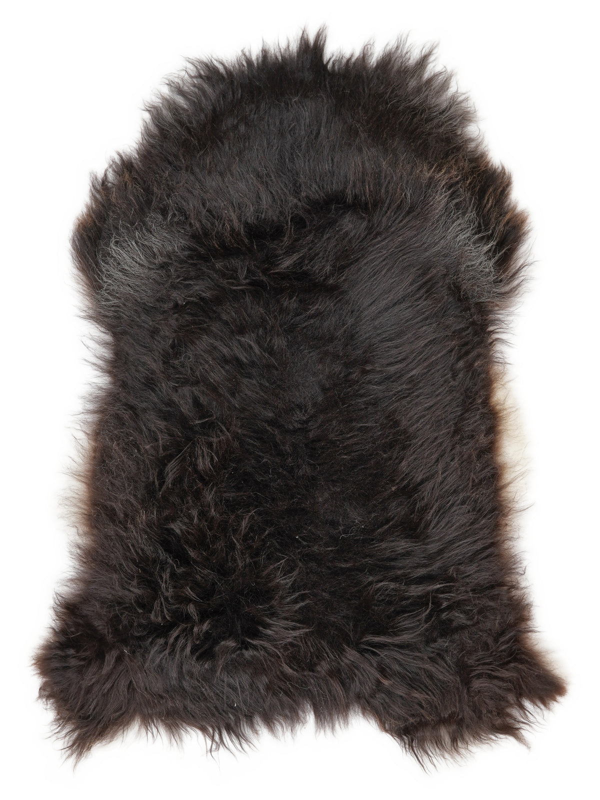 Peau de mouton islandaise multicolore d’environ 110 × 65 cm, vue de dessus : exactement la peau que vous recevez