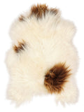 Peau de mouton islandaise multicolore d’environ 110 × 75 cm, vue de dessus : exactement la peau que vous recevez