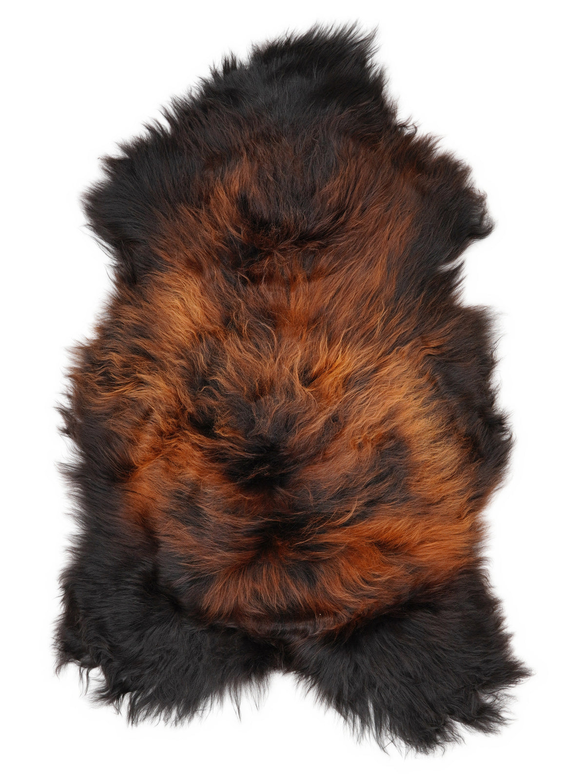 Peau de mouton islandaise multicolore d’environ 120 × 70 cm, vue de dessus : exactement la peau que vous recevez