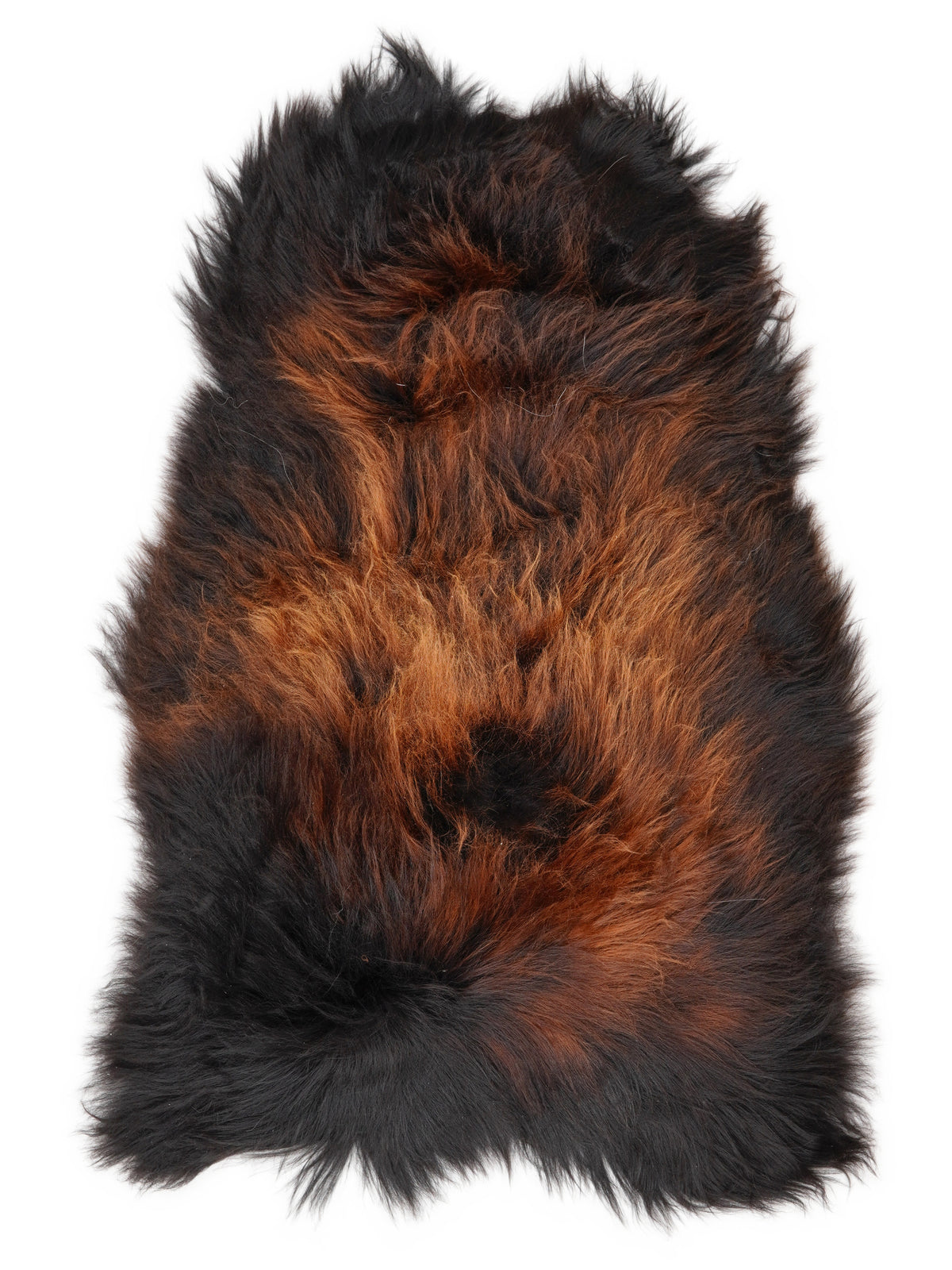 Peau de mouton islandaise multicolore d’environ 120 × 70 cm, vue de dessus : exactement la peau que vous recevez