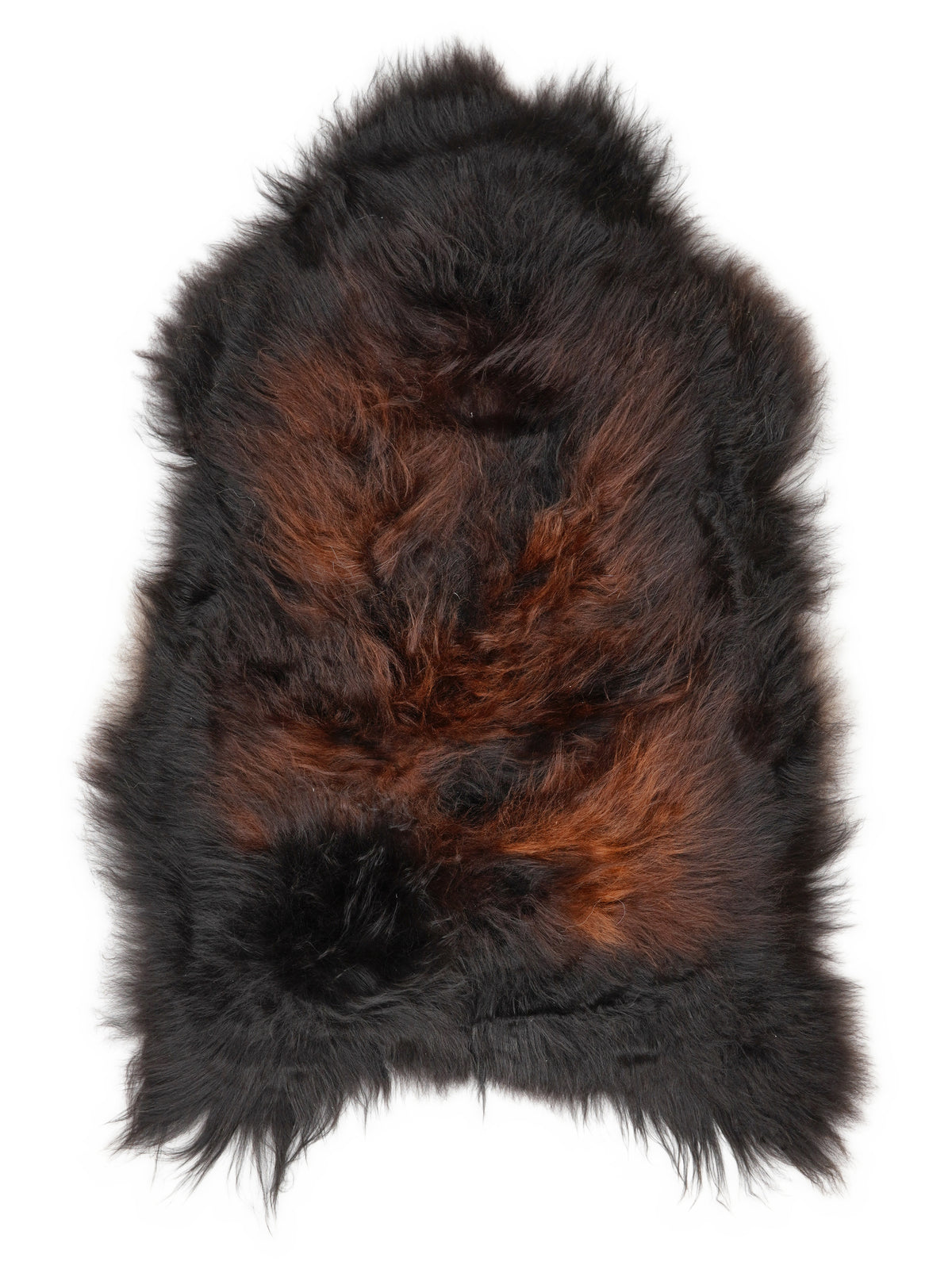 Peau de mouton islandaise multicolore d’environ 120 × 70 cm, vue de dessus : exactement la peau que vous recevez