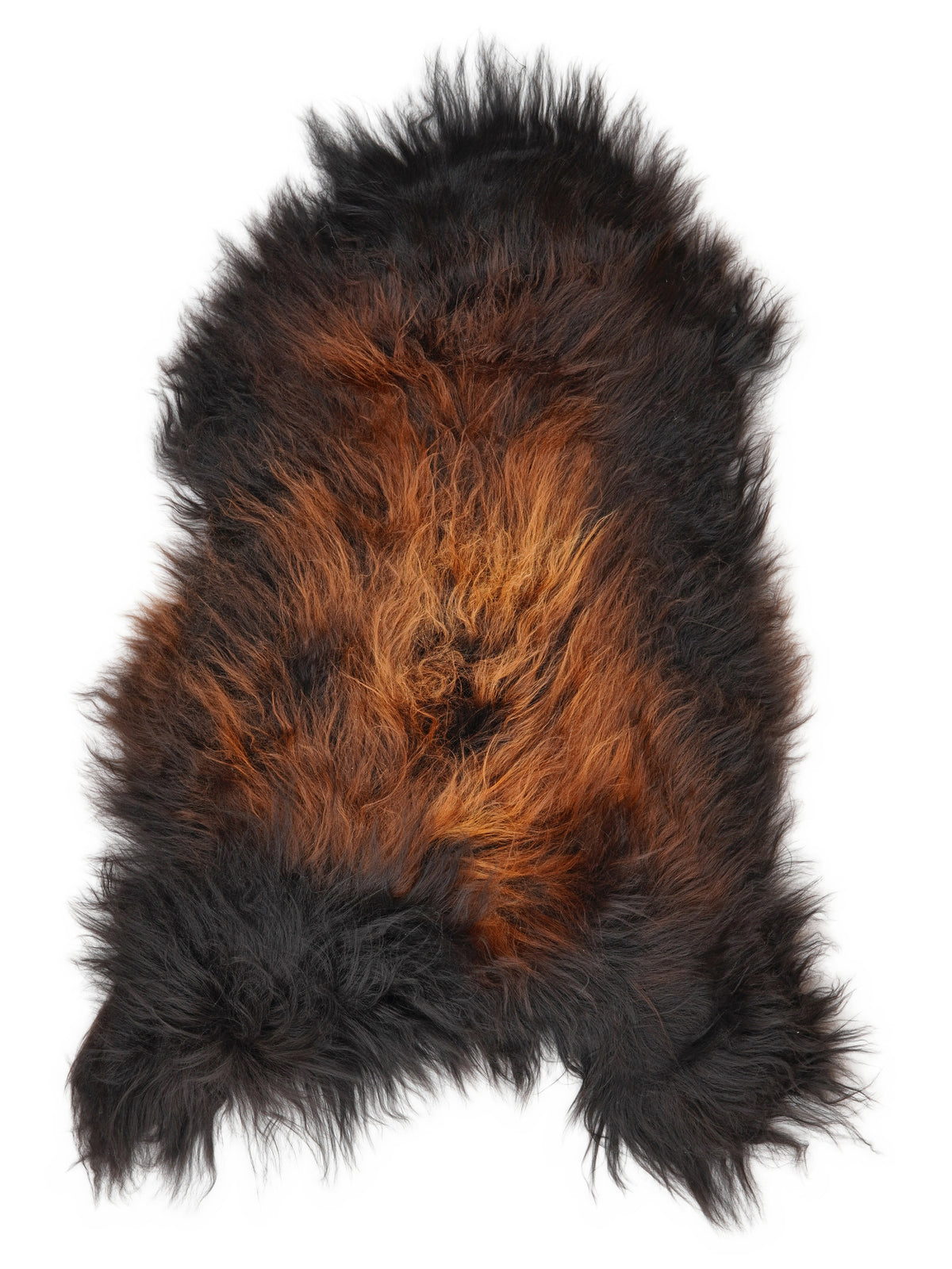 Peau de mouton islandaise multicolore d’environ 120 × 70 cm, vue de dessus : exactement la peau que vous recevez
