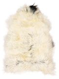 Peau de mouton islandaise multicolore d’environ 110 × 75 cm, vue de dessus : exactement la peau que vous recevez