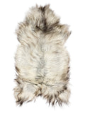 Peau de mouton islandaise grise d’environ 125 × 65 cm, vue de dessus : exactement la peau que vous recevez