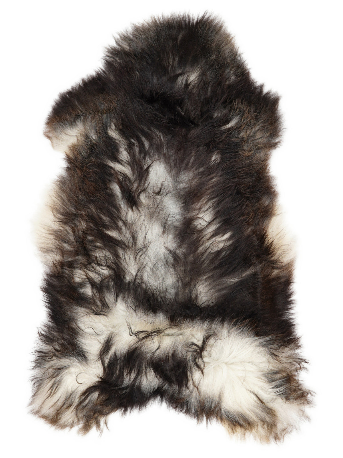 Peau de mouton islandaise grise d’environ 130 × 70 cm, vue de dessus : exactement la peau que vous recevez