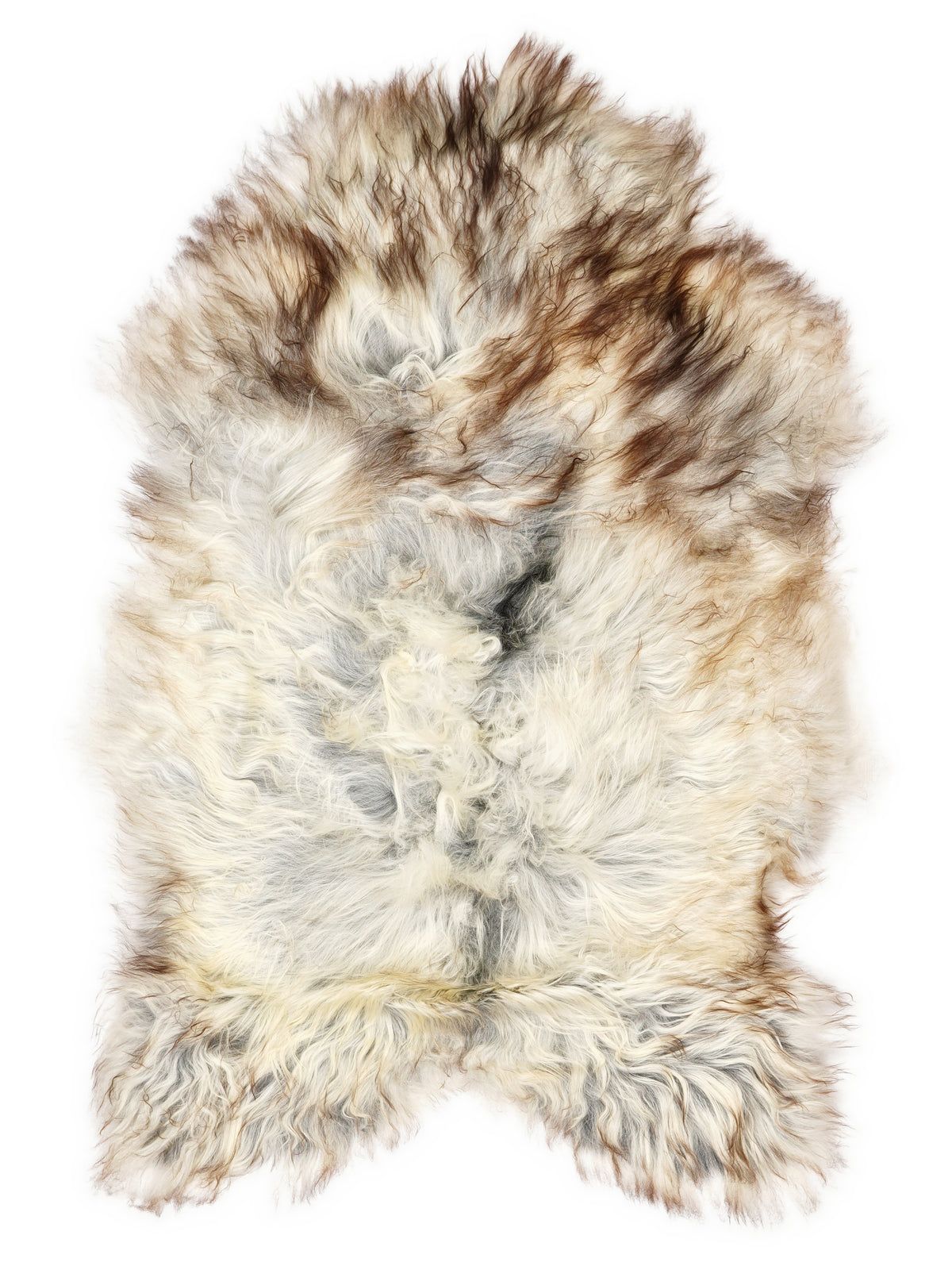Peau de mouton islandaise grise d’environ 120 × 75 cm, vue de dessus : exactement la peau que vous recevez
