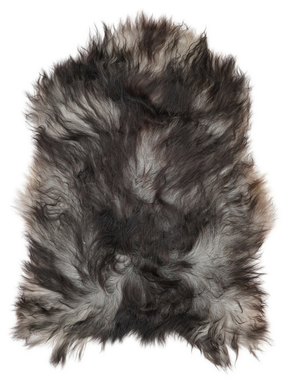 Peau de mouton islandaise grise d’environ 120 × 80 cm, vue de dessus : exactement la peau que vous recevez