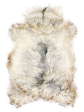 Peau de mouton islandaise grise d’environ 110 × 70 cm, vue de dessus : exactement la peau que vous recevez