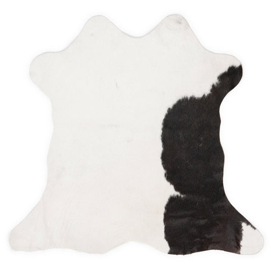 Mini peau de vache d’environ 70 × 70 cm, vue de dessus : exactement la peau que vous recevez