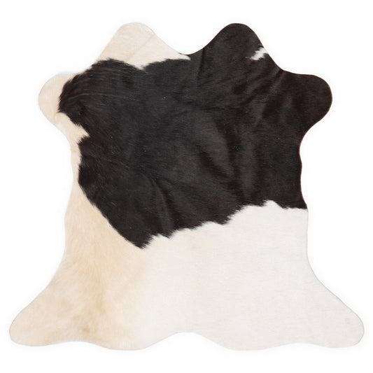 Mini peau de vache d’environ 70 × 70 cm, vue de dessus : exactement la peau que vous recevez