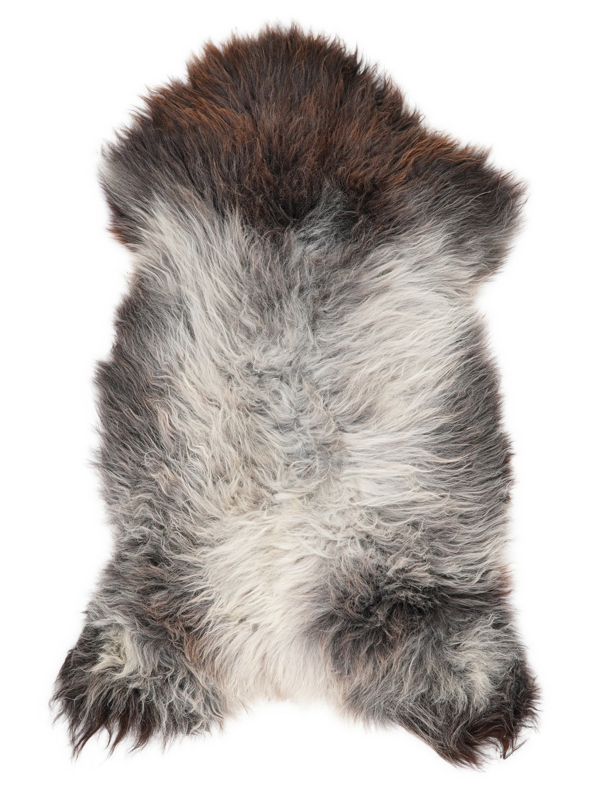 Peau de mouton multicolore britannique d’environ 130 × 70 cm, vue de dessus : exactement la peau que vous recevez