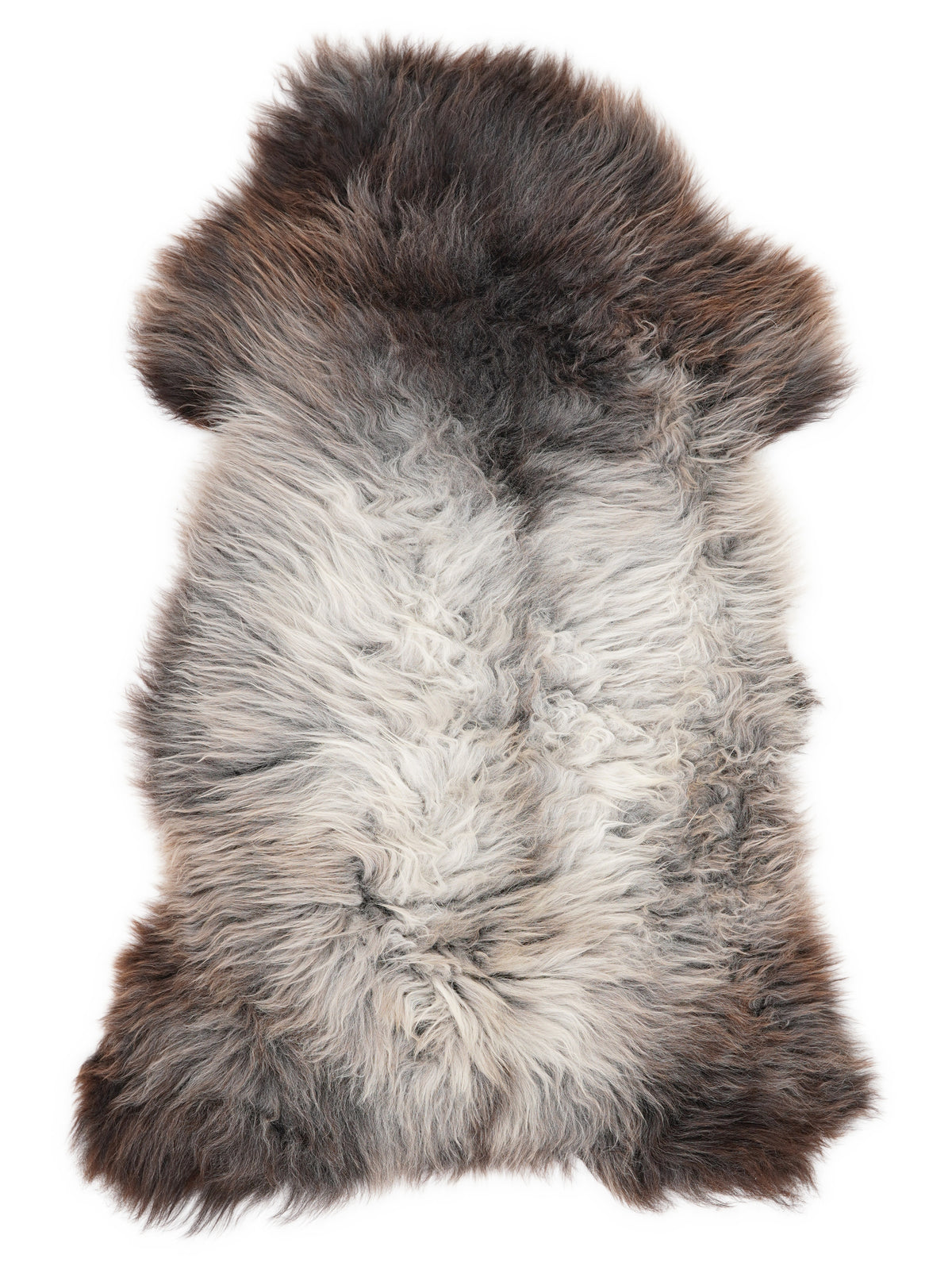 Peau de mouton multicolore britannique d’environ 120 × 65 cm, vue de dessus : exactement la peau que vous recevez