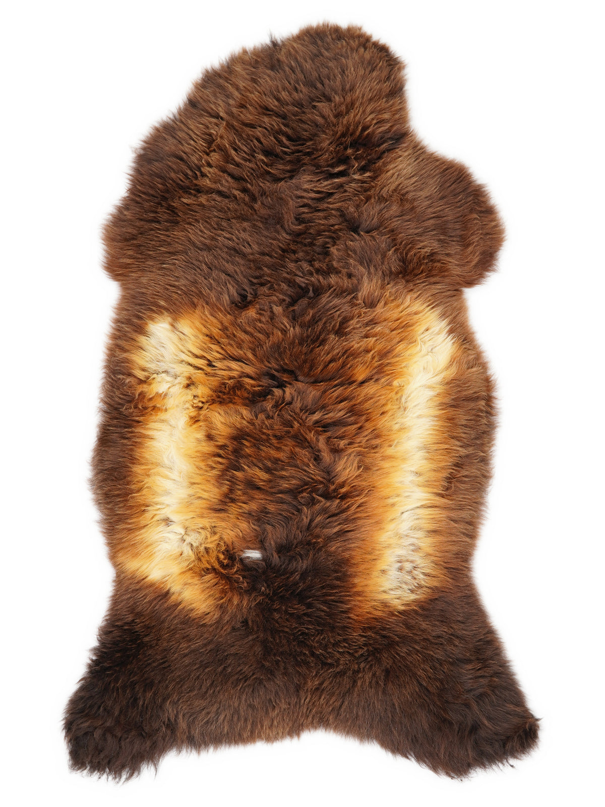 Peau de mouton multicolore britannique d’environ 120 × 60 cm, vue de dessus : exactement la peau que vous recevez