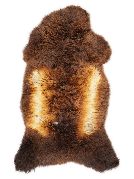 Peau de mouton multicolore britannique d’environ 120 × 60 cm, vue de dessus : exactement la peau que vous recevez